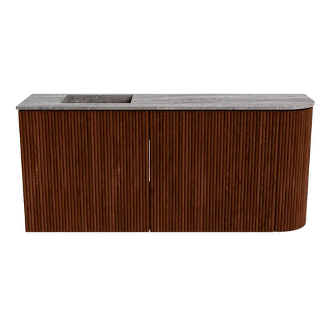 Mondiaz JOYA-DLUX Meuble de toilette 91,6cm - arrondi droit couleur Ruby - Vasque FAYE position Gauche Sans trou de robinet couleur Oza SW1425538