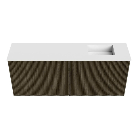 Mondiaz JOYA 100cm meuble de salle de bains - couleur Shadow - Vasque FAYE position Droite Sans trou de robinet couleur Talc SW1421437