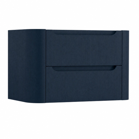 H&R Badmeubelen Juice Meuble sous-vasque - 80x45x50cm - coins arrondis - 2 tiroirs - poignée intégrée - chêne bleu SW1488596