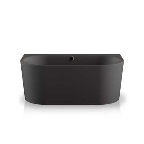 Plieger Kansas Baignoire semi-autoportante - 155x80x60cm - avec arrivée d'eau - avec garniture de vidage et de trop-plein - avec pieds - acrylique - noir mat SW1027783