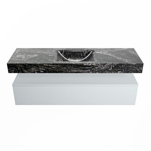 Mondiaz ALAN-DLUX Ensemble de meuble - 150cm - meuble Clay mat - 1 tiroir - Lavabo Cloud Lava suspendu - vasque Centre - 1 trou de robinet SW808551