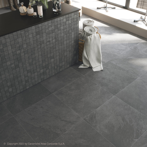Terravito Solido carrelage mural et de sol - 59.5x59.5cm - 8mm - rectifié - aspect pierre naturelle - noir SW863162