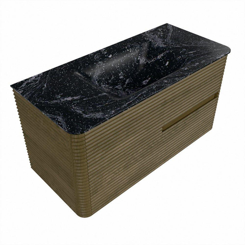 Mondiaz CIRO-DLUX Badkamermeubelset - 100x45x50cm - Solid surface wastafel Lava - 1 wasbak Midden - 1 kraangat - 2 lades - Dusk SW1533046