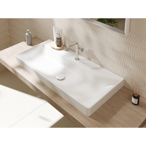 Hansgrohe Xelu Q wastafel - 100x48x8cm - 1 kraangat - opzet - wit SW1164890