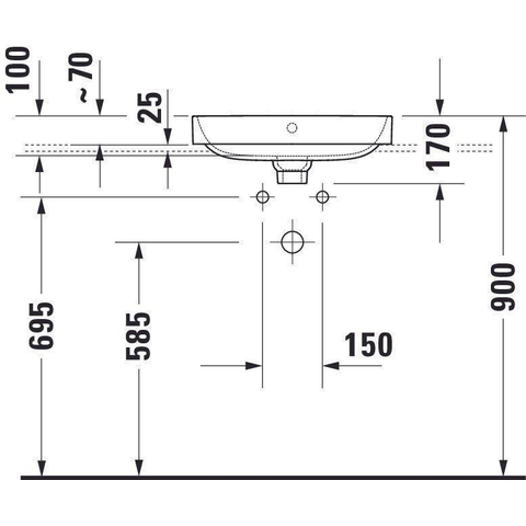 Duravit Happy D.2 Plus opbouwwastafel - met kraangat - met overloop - 50x40cm - met keramisch push-open ventiel - met wondergliss - wit SW358151