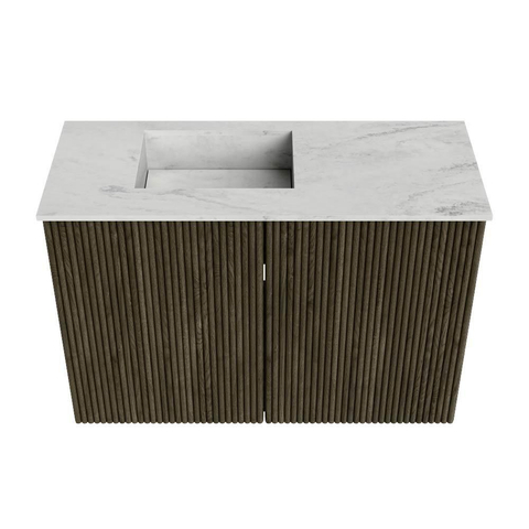 Mondiaz JOYA-DLUX 60cm toiletmeubel - kleur Shadow - Wastafel FAYE positie Links 1 kraangat kleur Opalo. SW1422936