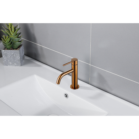 Fortifura Calvi Slim Wastafelkraan - 17.4cm - opbouw - PVD - geborsteld koper SW970029