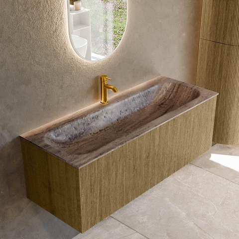 MONDIAZ KURVE-DLUX 120cm badmeubel kleur Dusk met 1 lade en 0 deuren. Wastafel BIG LARGE Midden 1 kraangat Oza. SW1433002