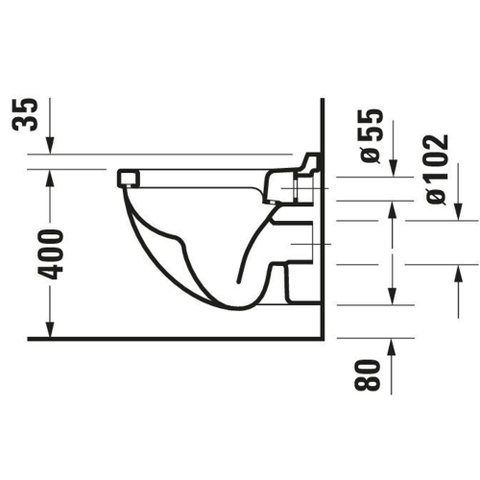 Duravit Starck 3 Wandcloset - 48.5x36cm - diepspoel - zonder zitting - compact - glans wit 0314161