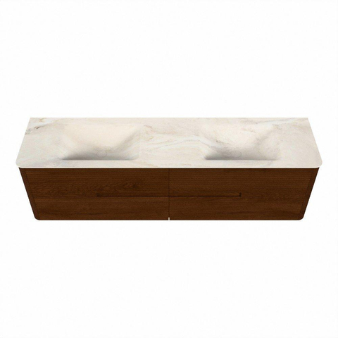 Mondiaz CIRO-DLUX Badkamermeubelset - 180x45x50cm - Solid surface wastafel Ostra - 2 wasbak Dubbel - zonder kraangaten - 4 lades - Ruby SW1531883