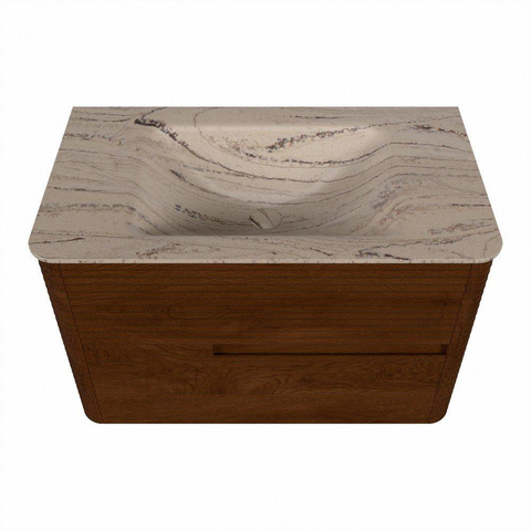 Mondiaz CIRO-DLUX Ensemble de meubles de salle de bains - 80x45x50cm - lavabo solid surface Arena - 1 vasque au milieu - sans trous de robinetterie - 2 tiroirs - Ruby SW1531736