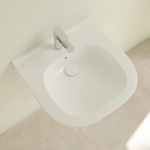Villeroy & Boch Vicare O.novo Vita wastafel Vita - met 1 kraangat - met overloop - 55x55cm - White Alpine (glans wit) 1025053