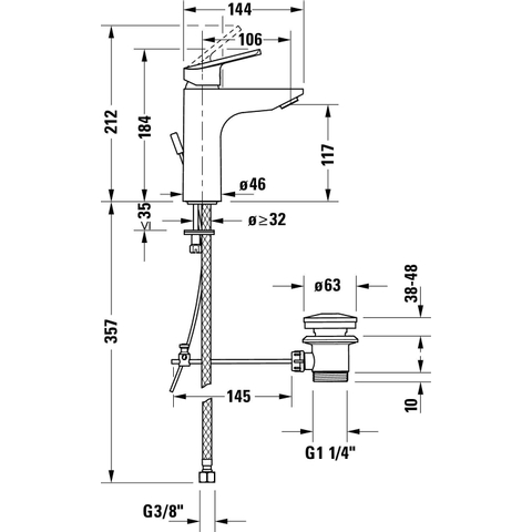 Duravit No.1 - No.1 - ééngreeps wastafelmengkraan - M - freshstart - hoogglans chroom SW723768