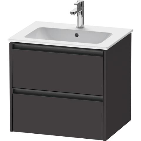 Duravit Ketho.2 Wastafelonderbouwkast - met 2 laden - 61x48x55cm - met grepen antraciet - grafiet supermat SW772347