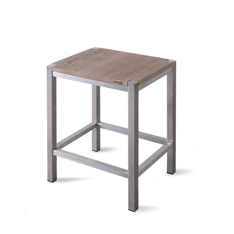 Looox Wood collection douche stool 35x30x45 met frame RVS geborsteld eiken RVS geborsteld SW73173