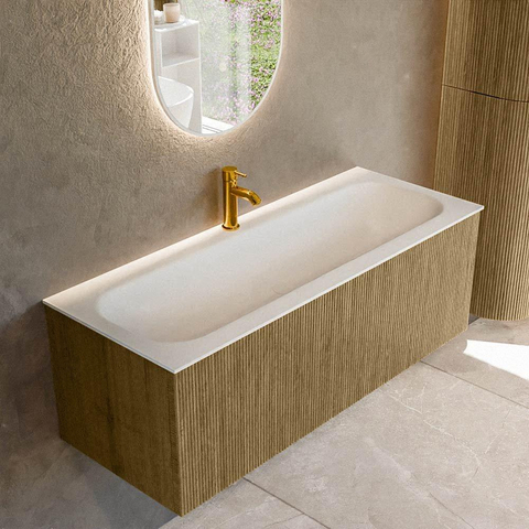 Mondiaz KURVE Ensemble meuble de salle de bains - 120x46x40cm - 1 tiroir - vasque solid surface - central - 1 trou de robinet - Dusk SW1414785