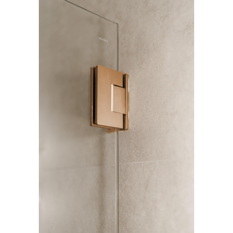 Fortifura Galeria Porte de douche - 60x200cm - charnières - poignée - plat - verre Fumé - Cuivre brossé SW1122679