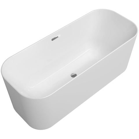 Villeroy & Boch finion kunststof - vrijstaand duobad quaryl ovaal - 170x70x48cm - inclusief push to open afvoerplug + overloop chroom/wit - wit chroom SW106598