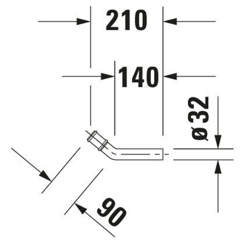 Duravit Architec Divers architec muurbuis 5/4" - met bocht - 32mm - hoogglans chroom 0299480