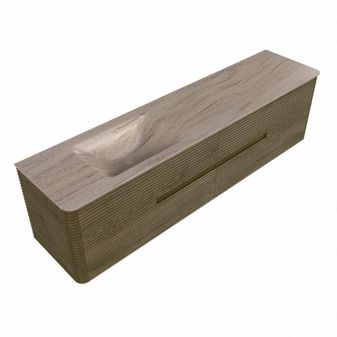 Mondiaz CIRO-DLUX Ensemble de meubles de salle de bains - 190x45x50cm - vasque Solid Surface Saba - 1 bassin à gauche - sans trous de robinet - 4 tiroirs - Dusk SW1533366
