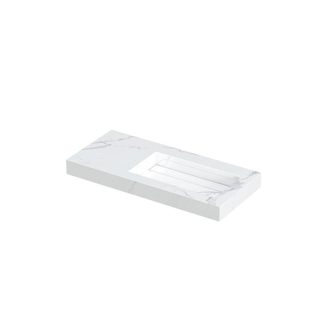 INK Pitch lavabo - 100x45x9cm - 1 cuve à droite - 0 trous de robinet - bonde céramique Statuario brillant SW693322