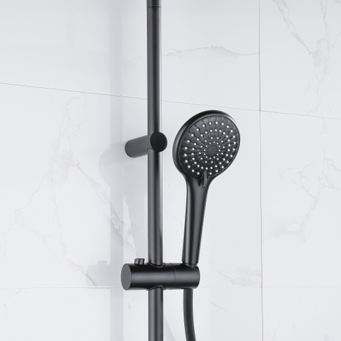 Adema sparkle 2.0 ensemble de douche à effet pluie avec thermostat douche de tête 20cm douchette à main 3 positions noir SW773198