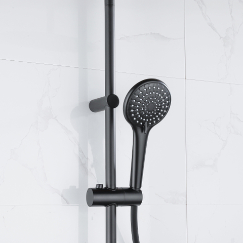Adema Sparkle 2.0 regendoucheset – thermostatisch – Ø20 cm hoofddouche – handdouche – glijstang 114,5 cm – zwart mat SW773198