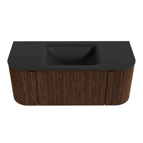 MONDIAZ KURVE Meuble de salle de bains 110 cm avec module 25 Len R couleur Walnut avec 1 tiroir et 2 portes. Lavabo CLOUD central sans trou de robinet Urban. SW1138451
