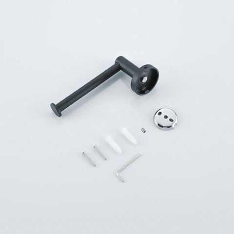 FugaFlow Eccelente Ensemble accessoires toilettes 5 pièces - porte-rouleau de papier toilette - porte-rouleau de réserve - porte-brosse WC - crochet porte-serviette - poubelle à pédale - noir mat SW1450719