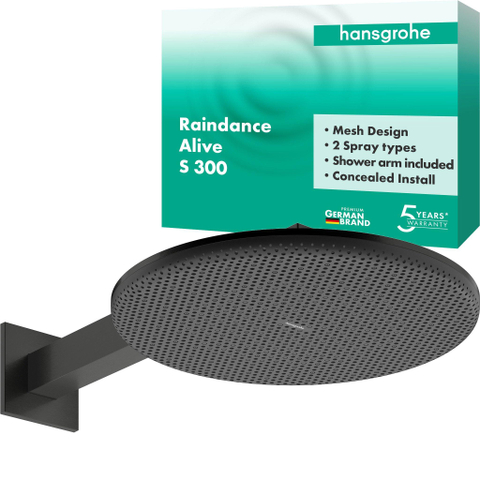 Hansgrohe Raindance alive S - hoofddouche 300 - 2jet wand - geborsteld zwart chroom (antraciet) SW1388540