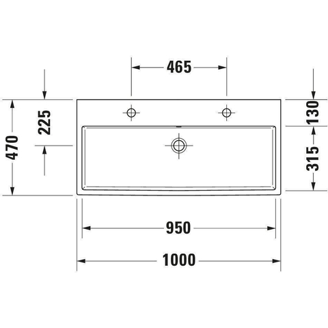 Duravit Vero air Wastafel - geslepen - met 2x1 kraangat - met overloop - 100x47cm - met wondergliss - inclusief bevestiging - wit SW156941