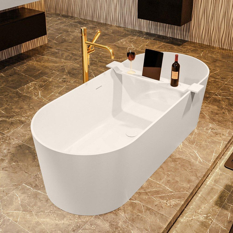 MONDIAZ NOBLE baignoire îlot- 180x75cm - Solid surface - lin mat (beige) SW491505
