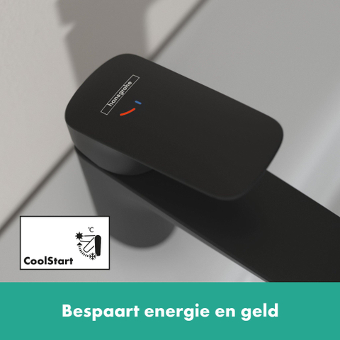 Hansgrohe Logis Eengreeps wastafelmengkraan - 70 - coolstart - met PopUp - trekwaste - mat zwart SW918326