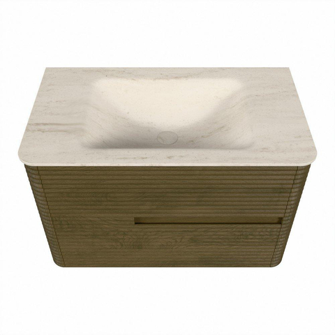 Mondiaz CIRO-DLUX Meuble de salle de bains combiné - 80x45x50cm - Plan-vasque Solid surface Meli - 1 vasque Centrale - sans trous de robinetterie - 2 tiroirs - Dusk SW1533137