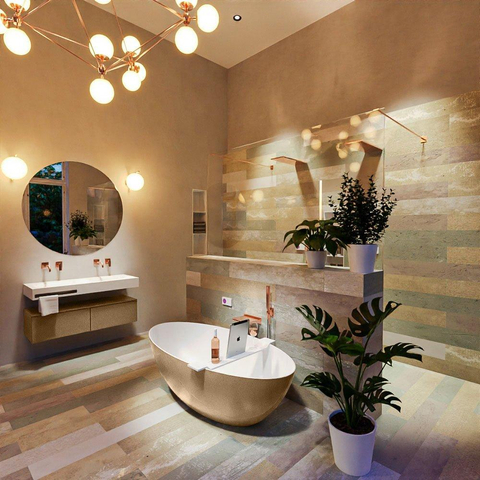 MONDIAZ ROCK Baignoire îlot - 170x70cm - couleur Plata / Talc SW1015106