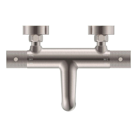 Wiesbaden Ribbd Thermostatische badmengkraan hartafstand 15cm - PVD - geborsteld staal (RVS) SHOWROOMMODEL SHOW27019