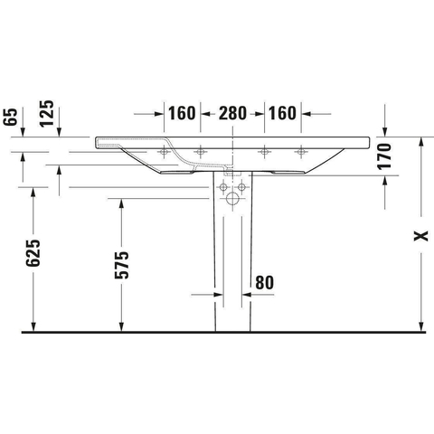 Duravit Durastyle Meubelwastafel - met overloop - met 1 kraangat - 120x48cm - met wondergliss - wit SW54154