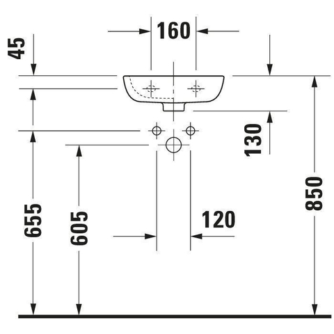 Duravit D-code Fontein - 36x27cm kraangat rechts - met overloop - glans wit 0296237