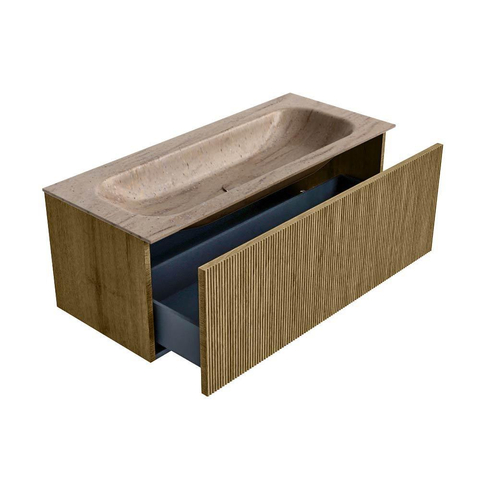 MONDIAZ KURVE-DLUX Meuble de salle de bains 110cm couleur Dusk avec 1 tiroir et 0 porte. Lavabo BIG MEDIUM Central sans trou de robinet Saba. SW1433348