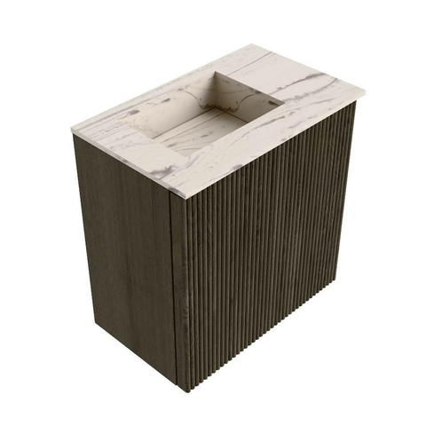 Mondiaz JOYA-DLUX 40cm meuble de toilette - couleur Shadow - Vasque FAYE position Gauche Sans trou de robinet couleur Nata SW1424926