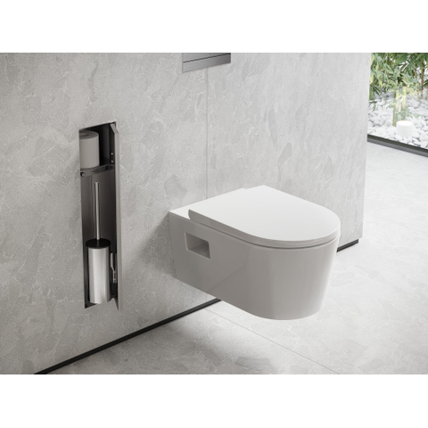 Hansgrohe XtraStoris Rock Porte-brosse WC - tablette - porte carrelable - brushed stainless steel SW1590314