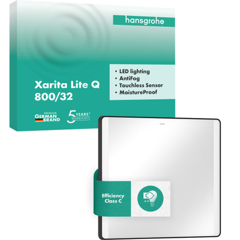 Hansgrohe Xarita Lite Q Spiegel - 80x70cm - led verlichting - Verticaal - wandschakelaar - mat zwart SW1165011