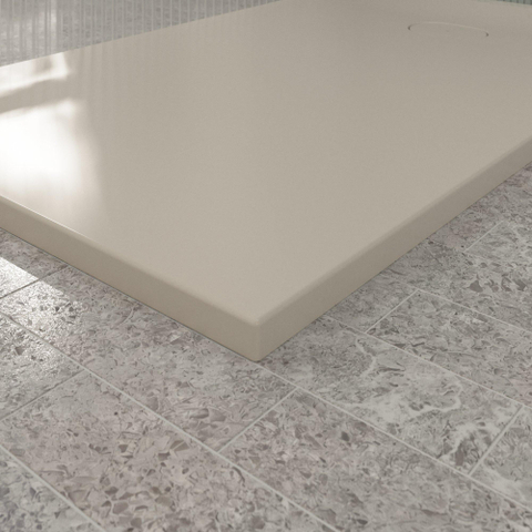 Villeroy & Boch Ecora douchebak - 150x90x3.5cm - afvoer korte zijde - almond (beige) SW1558932