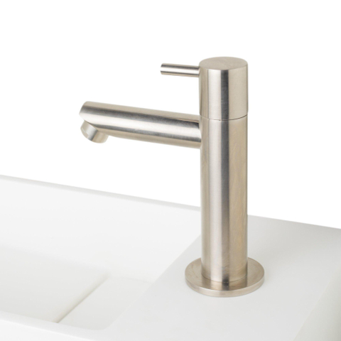 Differnz Solid fonteinset - 36x18.5x9cm - Rechthoek - 1 kraangat - Chroom - Solid Surface Wit met kraan SHOWROOMMODEL SHOW26559
