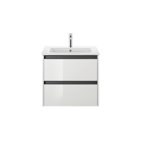 Duravit Ketho.2 Wastafelonderbouwkast - met 2 laden - 61x48x55cm - met grepen antraciet - hoogglans wit SW772083