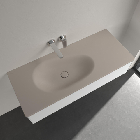 Villeroy & Boch Antao Meubelwastafel - 120x50x15cm CeramicPlus - zonder overloop - mat almond (beige) SW917918