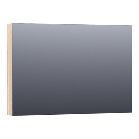 Saniclass Plain Spiegelkast - 100x70x15cm - 2 links/rechtsdraaiende spiegeldeuren - hout - white oak SW393090
