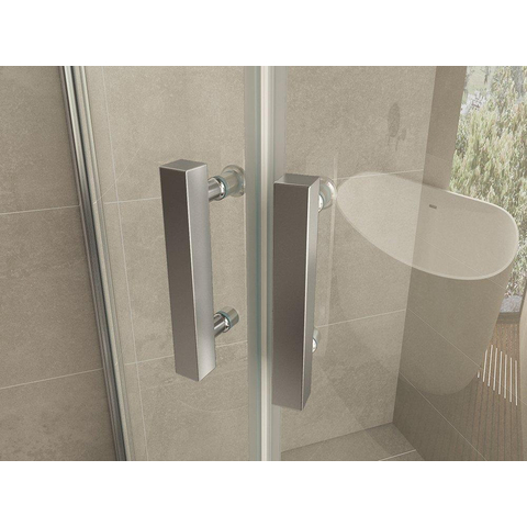Wiesbaden Double Cabine kwartrond - met 2 draaideuren - 90x90x200cm - 8mm - nano helder glas - chroom SW62383