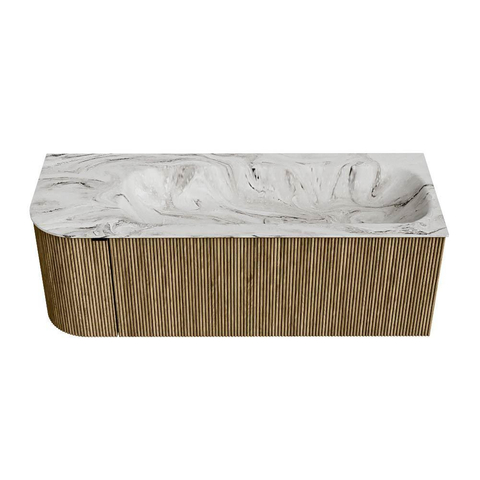 Mondiaz KURVE-DLUX Badkamermeubelset - 125x46x40cm - 1 lade - 1 deur - wastafel solid surface - rechts - zonder kraangat - Dusk SW1415477