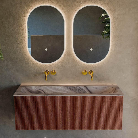 MONDIAZ KURVE-DLUX 120cm badmeubel kleur Ruby met 1 lade en 0 deuren. Wastafel BIG LARGE Midden zonder kraangat Sombra. SW1433969